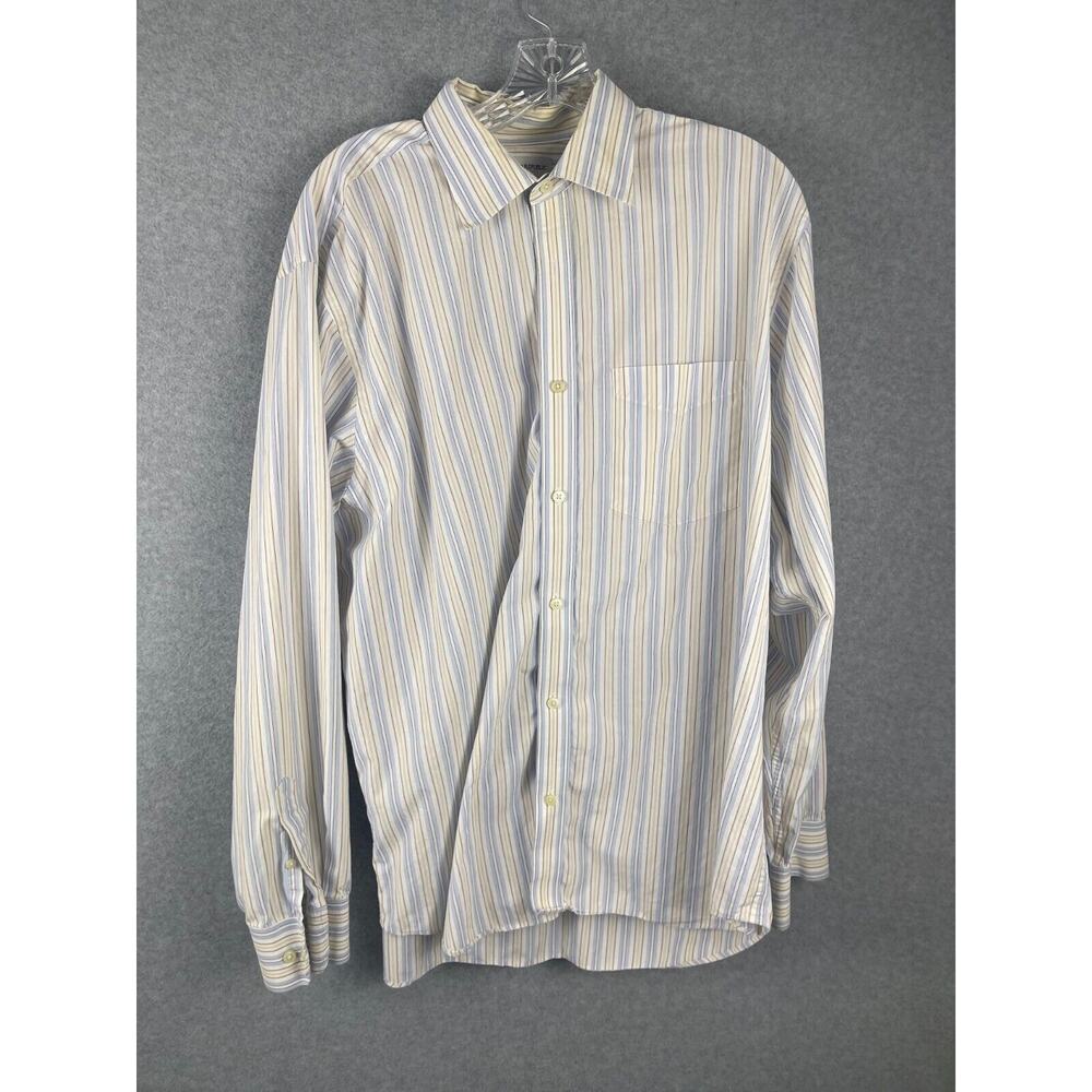 Banana Republic Shirt Men's Size XL Yellow Blue Striped Cotton